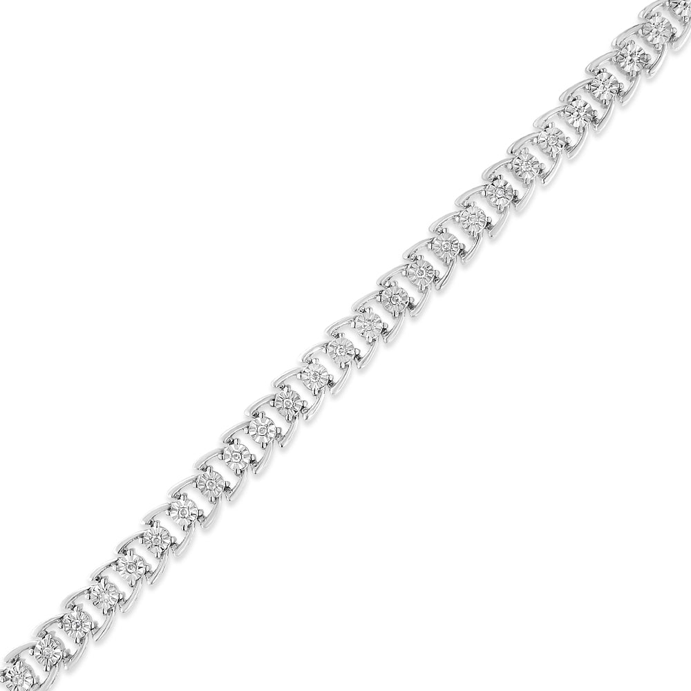 Miracle-Set Round Diamond Open-Link Line Bracelet, .925 Sterling Silver, 1/4 cttw