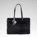 Olivia Fur & Leather Tote - Black