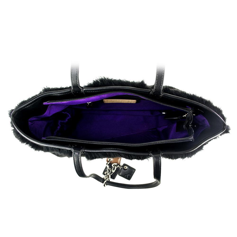 Olivia Fur & Leather Tote - Black