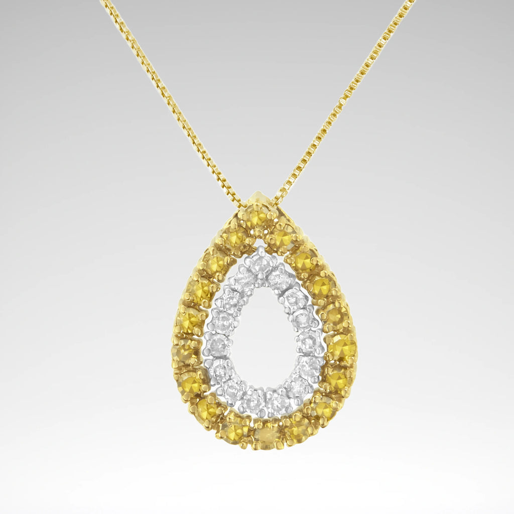 Pear-Shaped Diamond Pendant Necklace – Yellow Gold Plated Sterling Silver