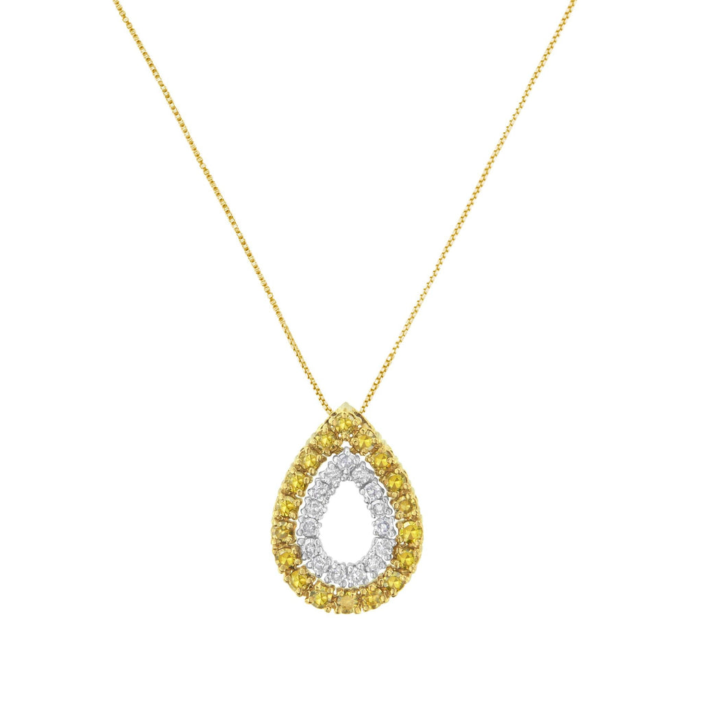 Pear-Shaped Diamond Pendant Necklace – Yellow Gold Plated Sterling Silver