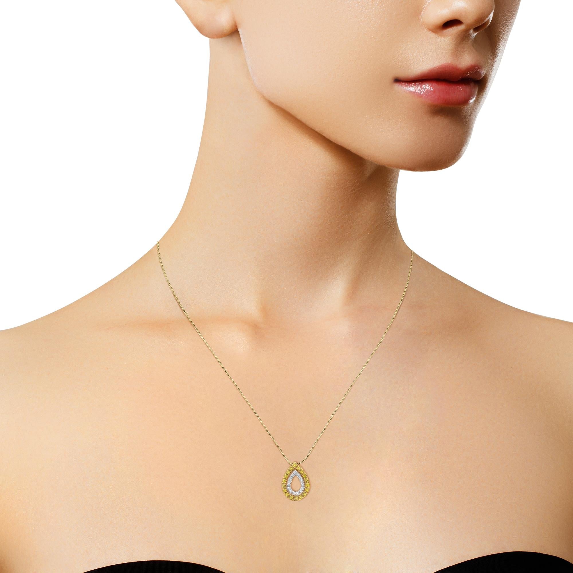 Pear-Shaped Diamond Pendant Necklace – Yellow Gold Plated Sterling Silver