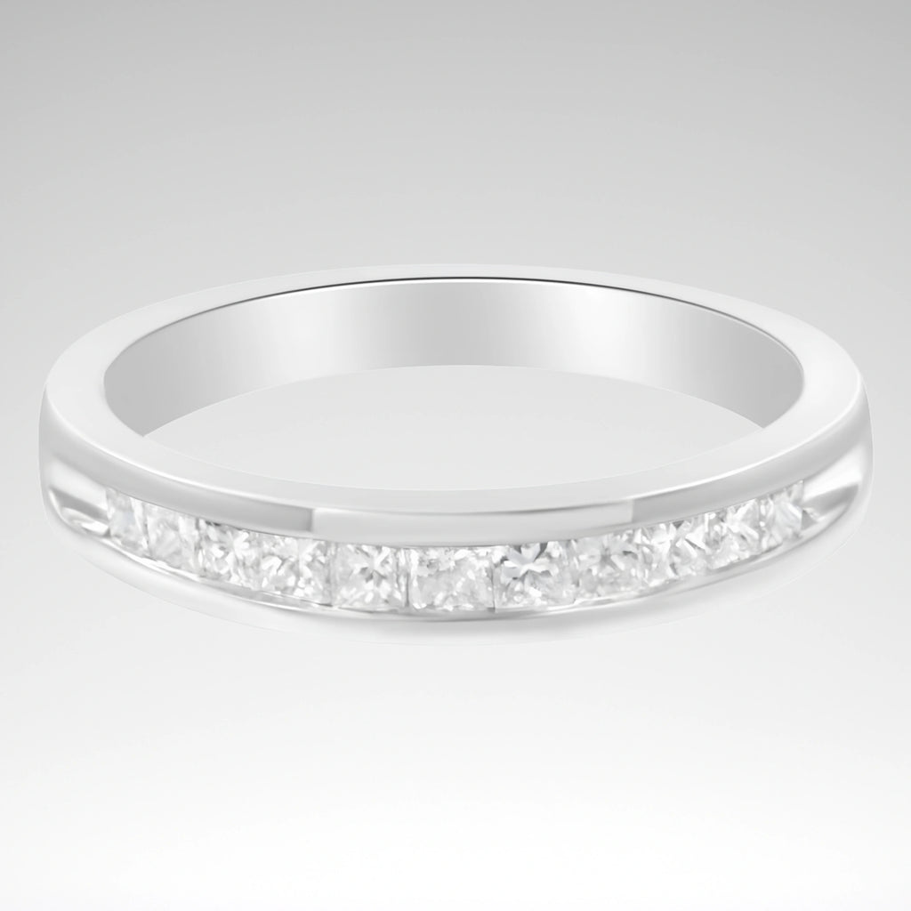 Princess-Cut Diamond Band Ring, Sterling Silver, 1/2ct Diamond