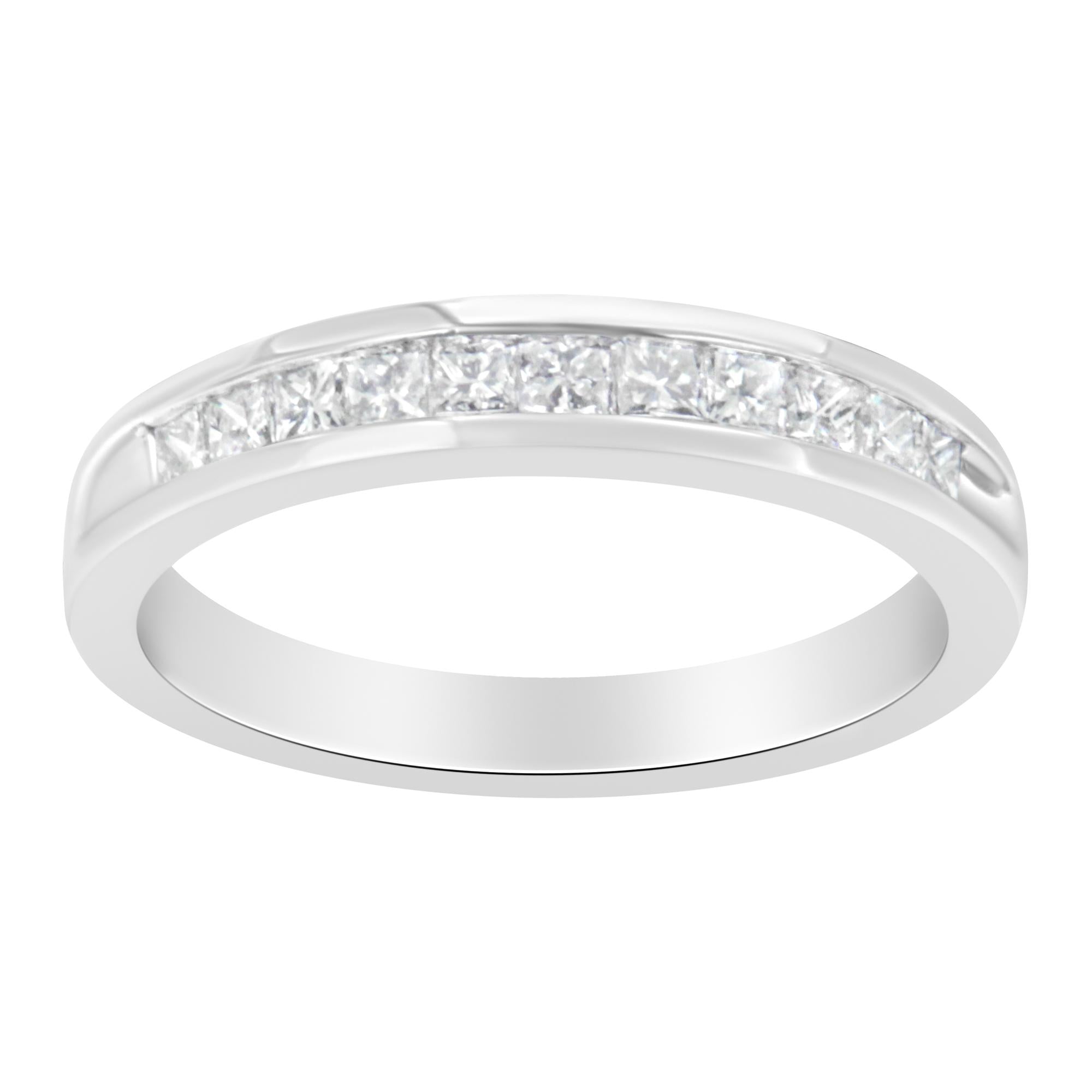 Princess-Cut Diamond Band Ring, Sterling Silver, 1/2ct Diamond