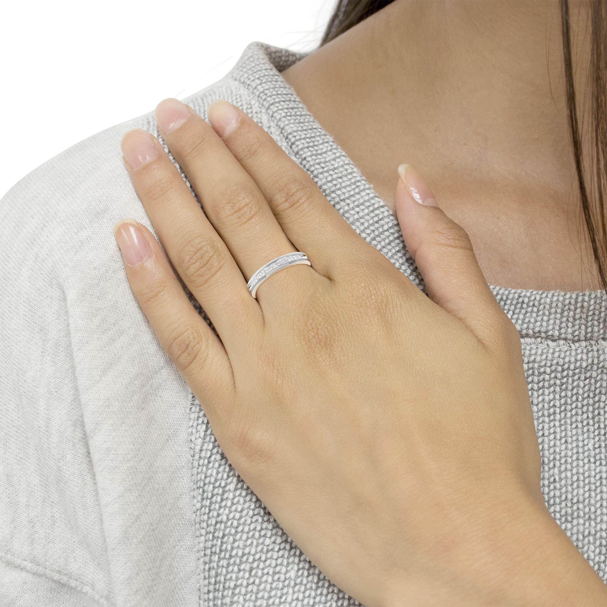 Princess-Cut Diamond Band Ring, Sterling Silver, 1/2ct Diamond
