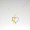 Ribbon Heart Pendant Necklace – 10K Yellow Gold Plated .925 Sterling Silver 1/5 cttw Diamond