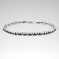Rose-Cut Diamond Double-Link Tennis Bracelet – Black Rhodium Over Sterling Silver, 1.0 cttw