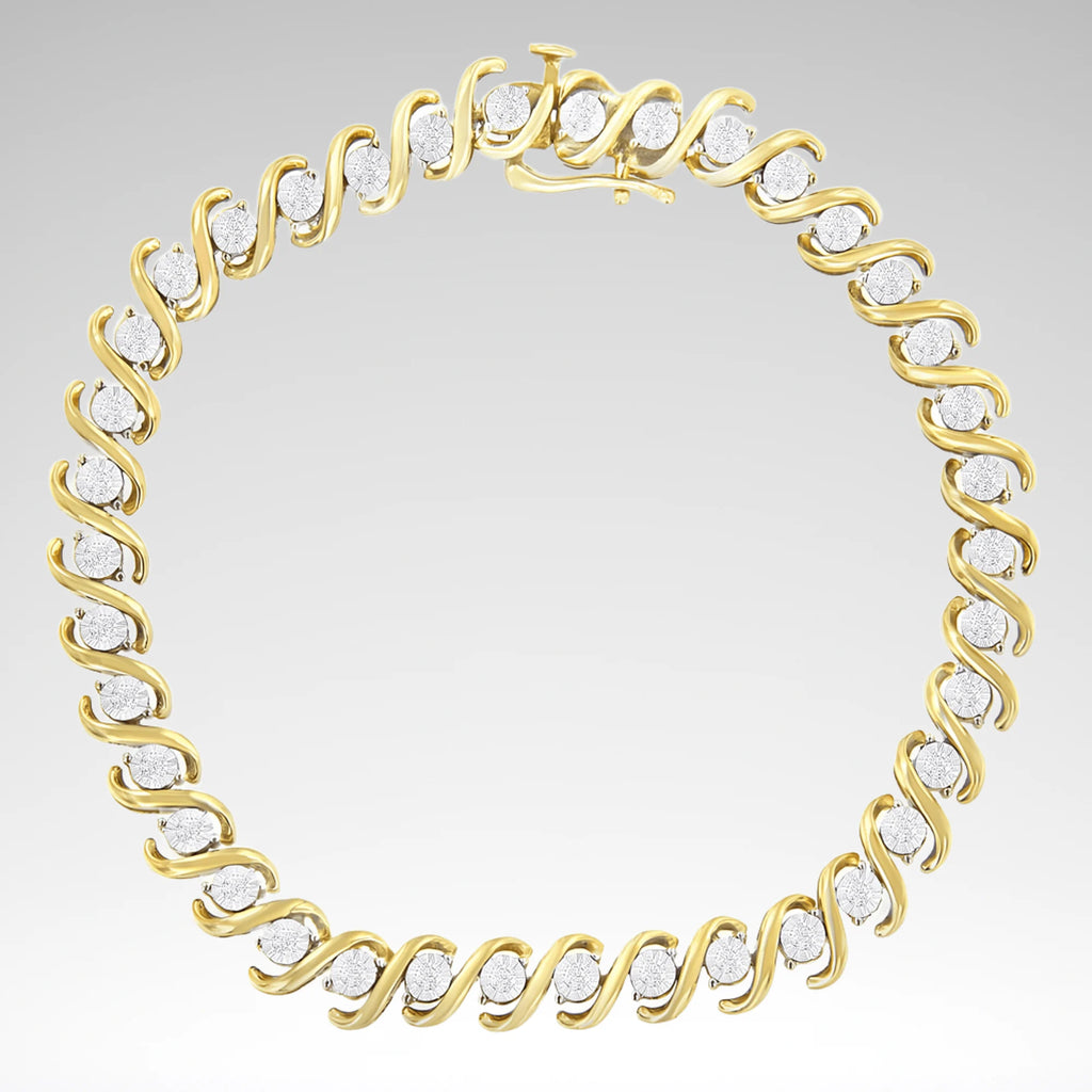 Round-Cut Diamond Bracelet – Yellow Plated Sterling Silver