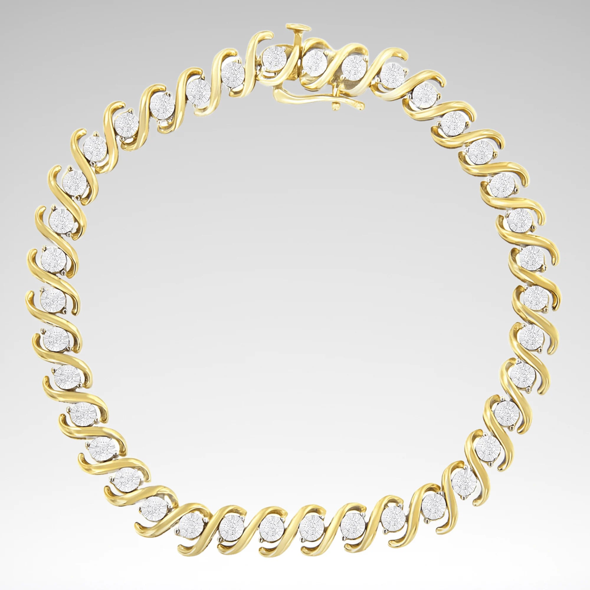 Round-Cut Diamond Bracelet – Yellow Plated Sterling Silver