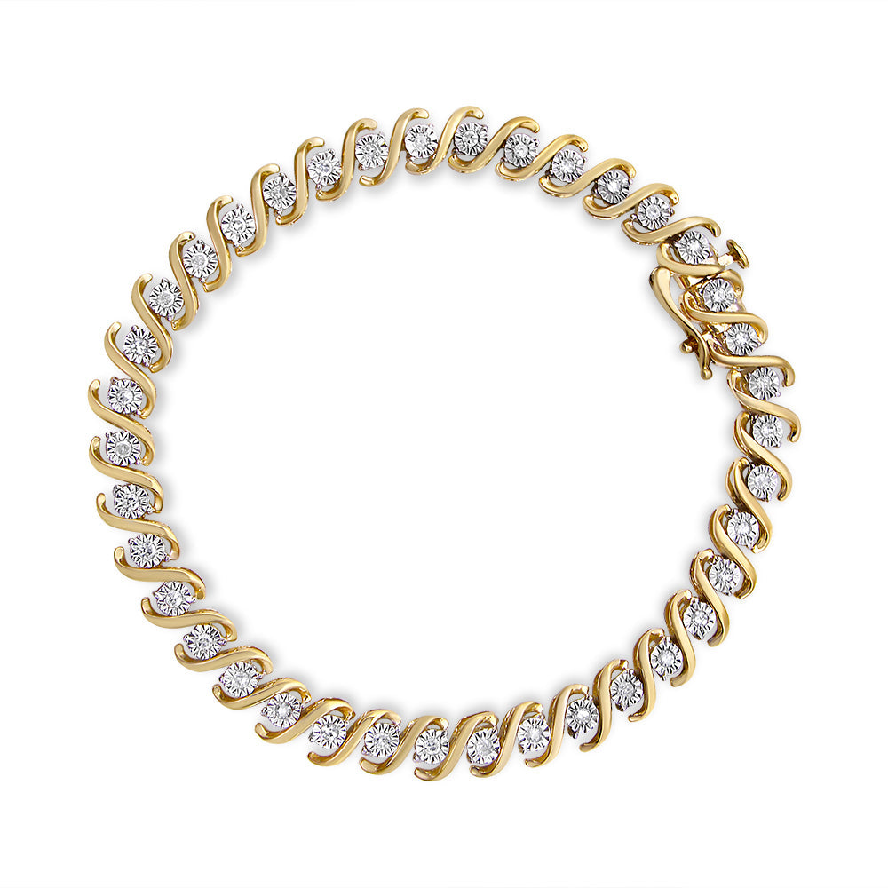 Round-Cut Diamond Bracelet – Yellow Plated Sterling Silver