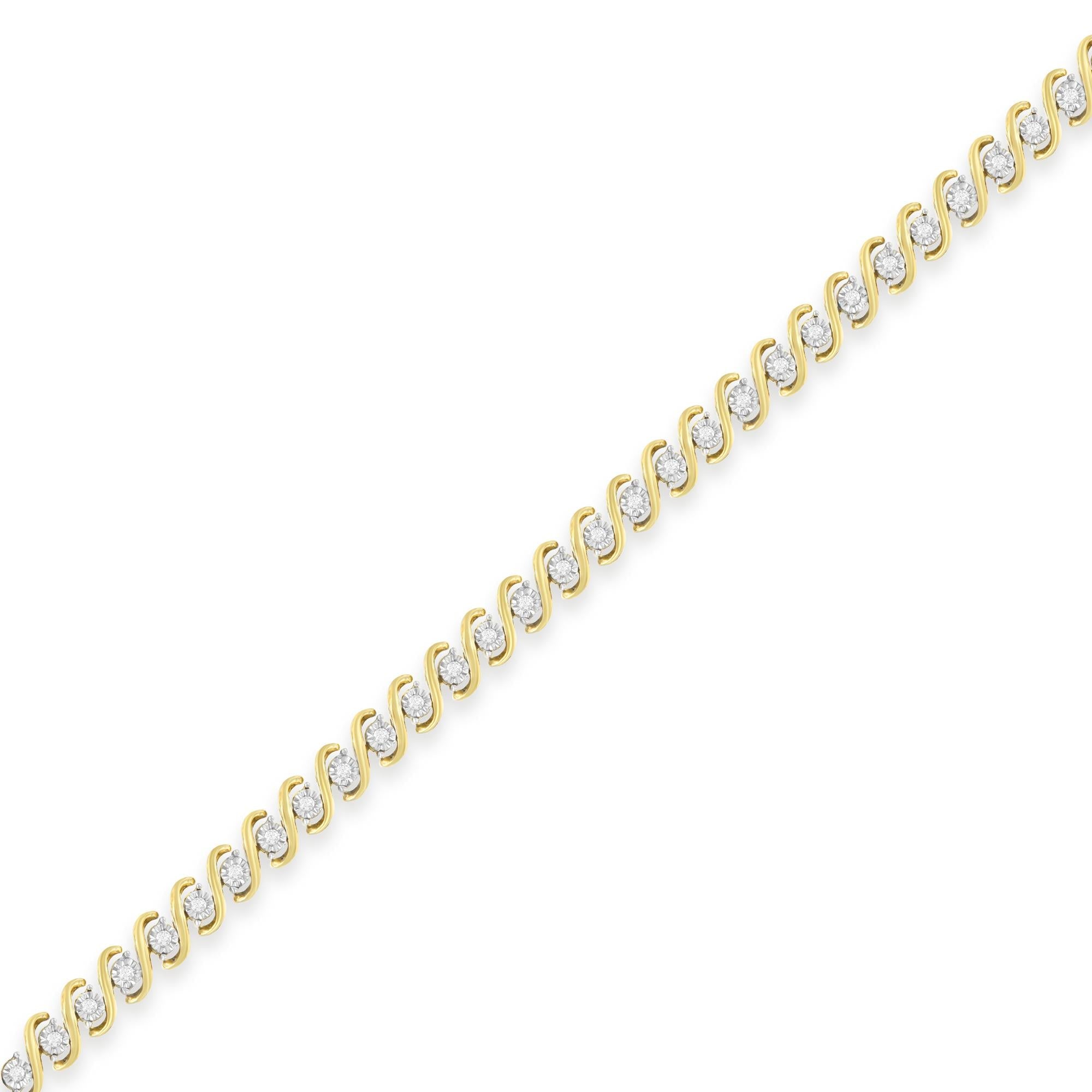 Round-Cut Diamond Bracelet – Yellow Plated Sterling Silver