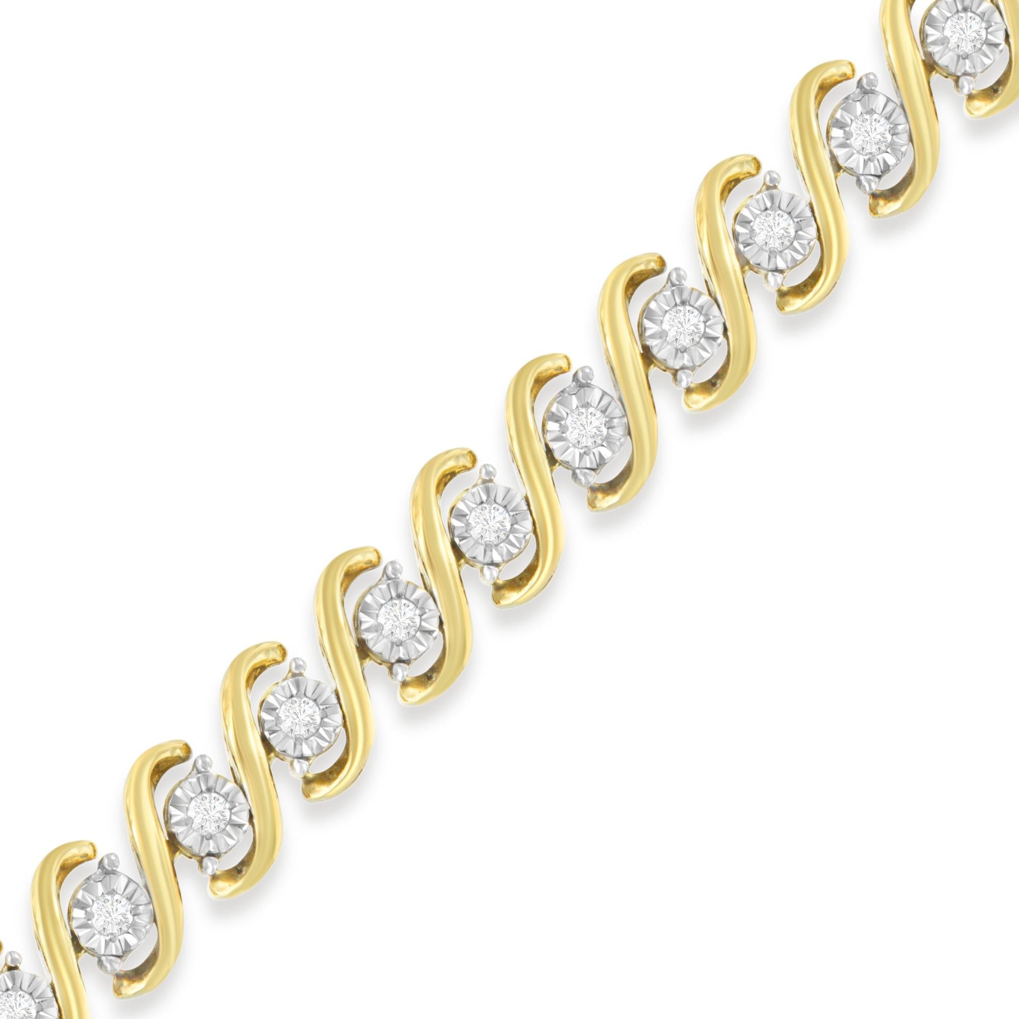 Round-Cut Diamond Bracelet – Yellow Plated Sterling Silver