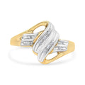 Round-Cut Diamond Bypass Ring – 10K Yellow & White Gold, 1/15 cttw