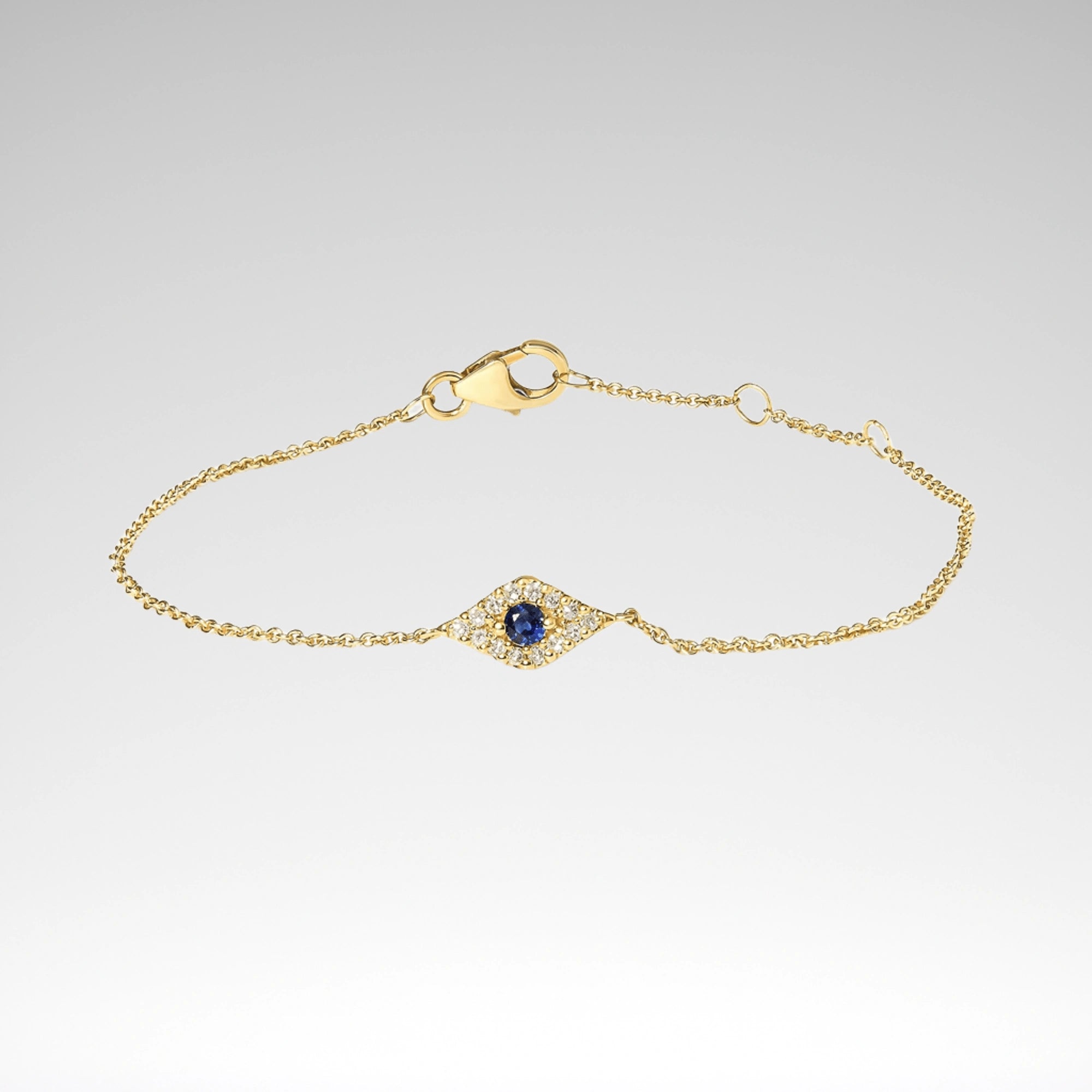 Sapphire & Diamond Evil Eye Bracelet, 10K Gold, 7" (H–I Color, I1–I2 Clarity)