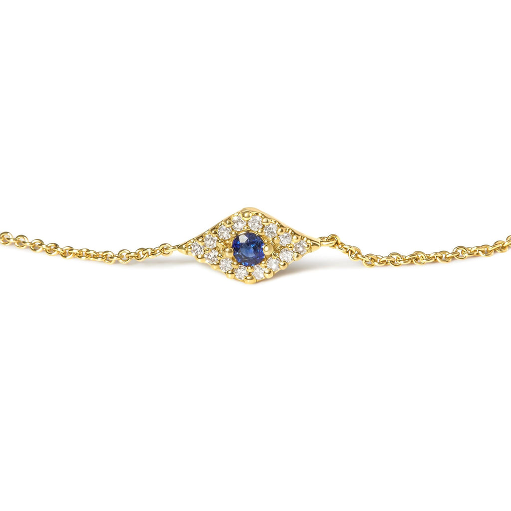 Sapphire & Diamond Evil Eye Bracelet, 10K Gold, 7" (H–I Color, I1–I2 Clarity)