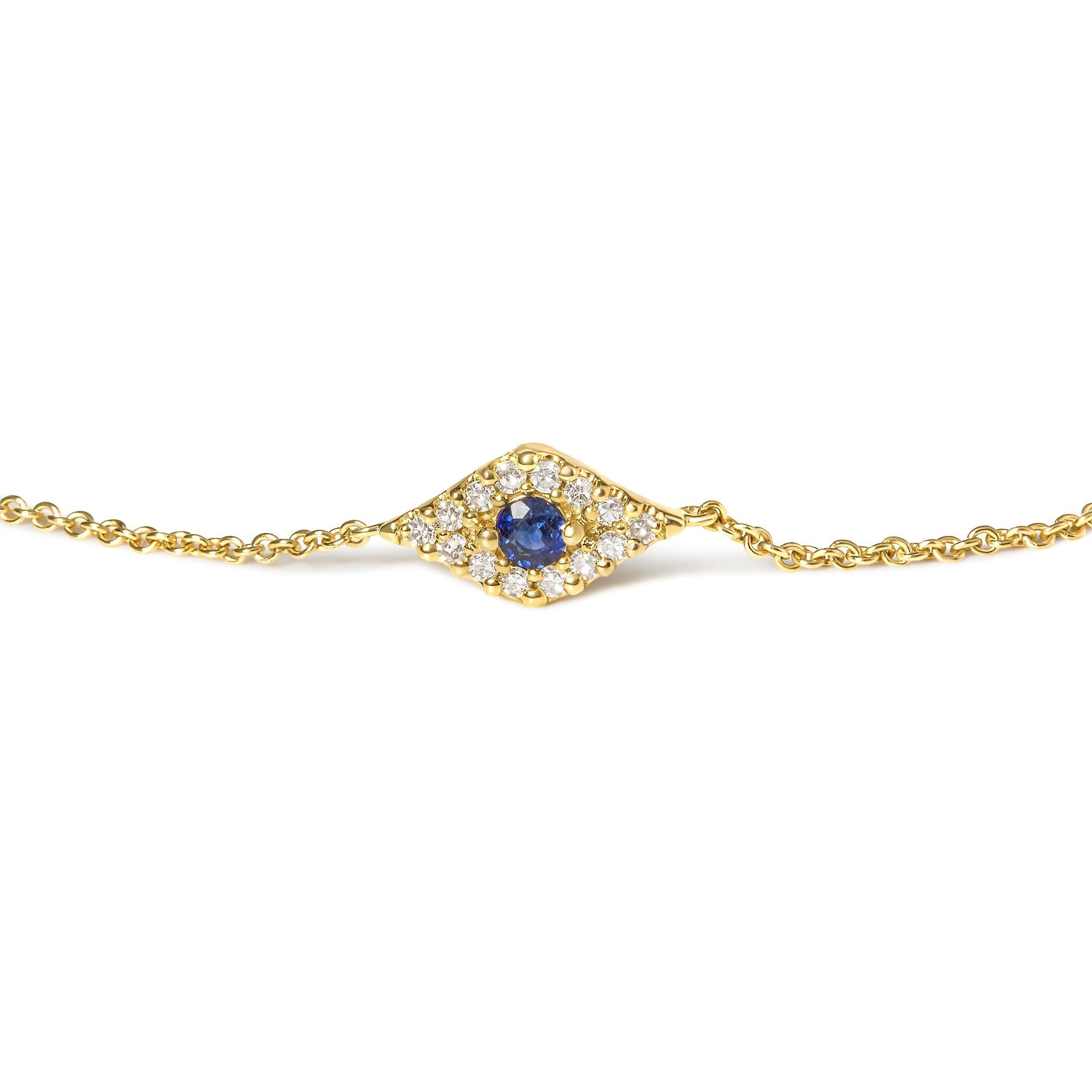 Sapphire & Diamond Evil Eye Bracelet, 10K Gold, 7" (H–I Color, I1–I2 Clarity)