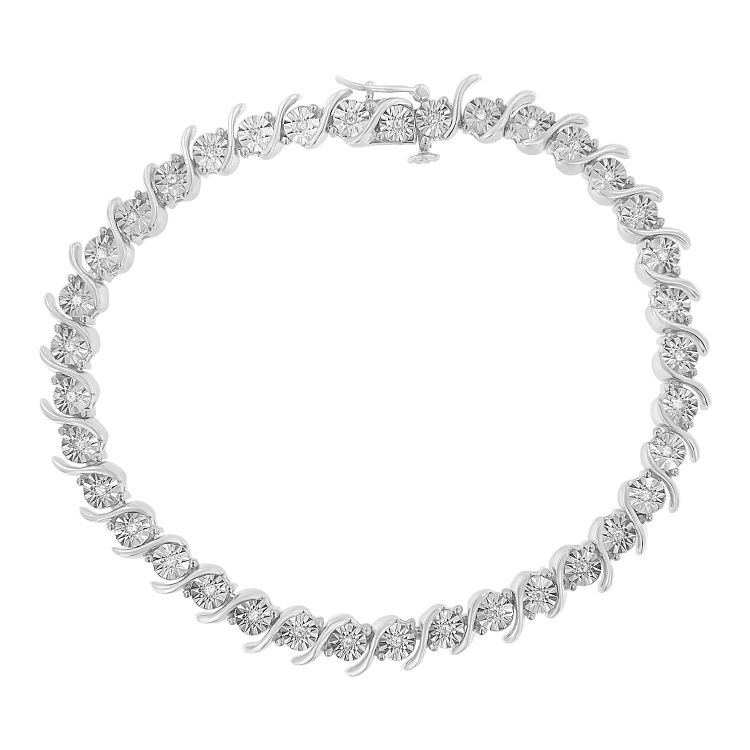 Sterling Silver Miracle-Set Diamond Tennis Bracelet, 7"
