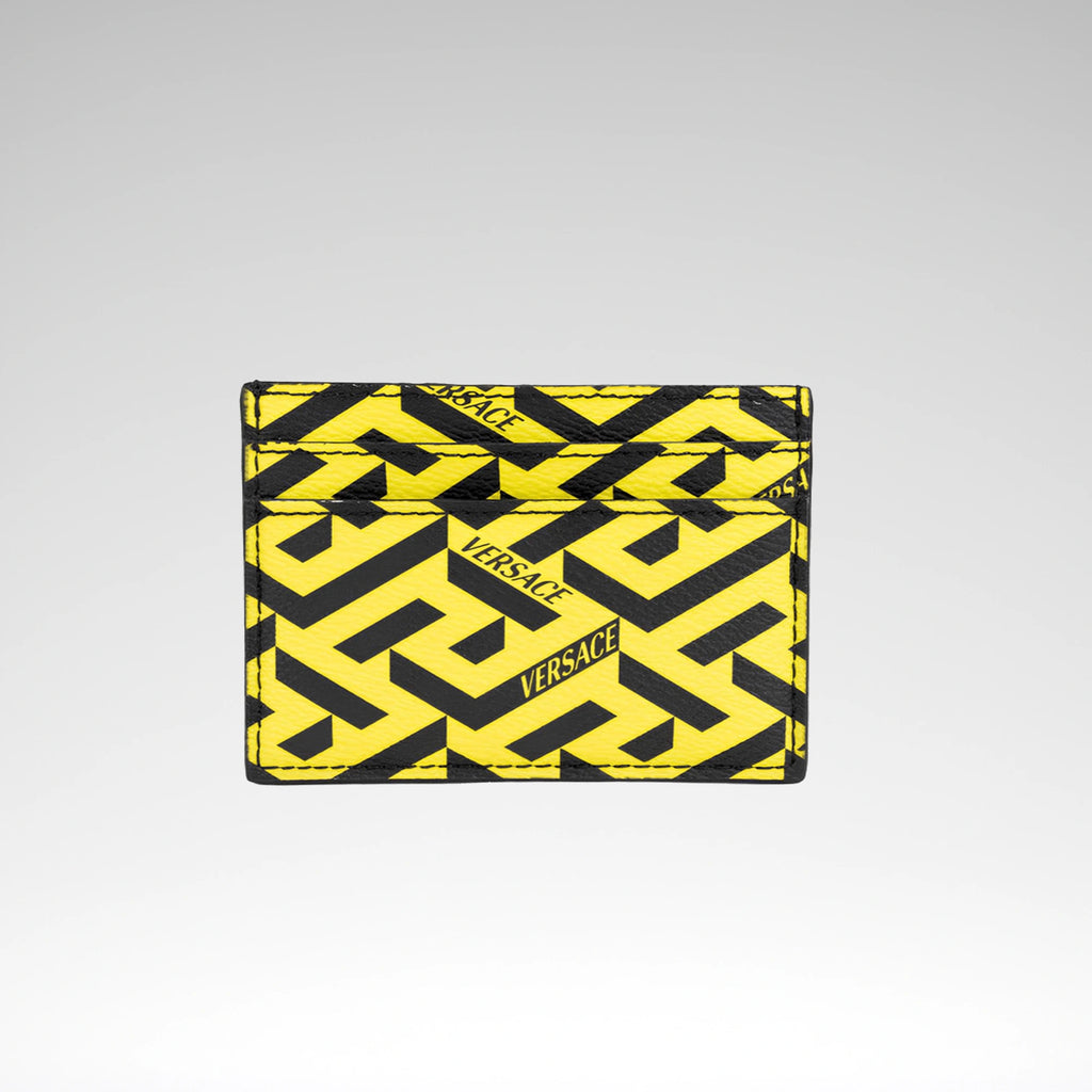 Versace La Greca Yellow Multi Card Case Wallet