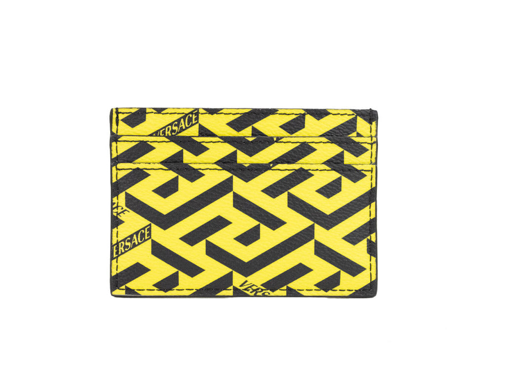 Versace La Greca Yellow Multi Card Case Wallet