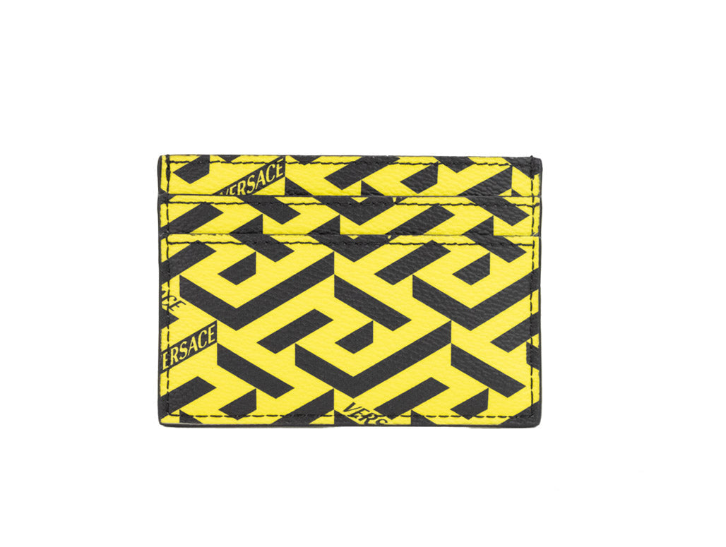 Versace La Greca Yellow Multi Card Case Wallet