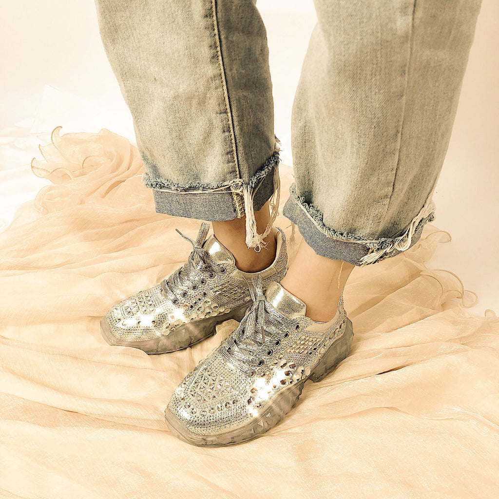 Women's Fashionable Rhinestone Casual Sneakers